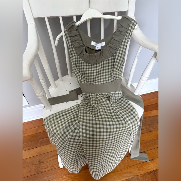 Mac & Jac Green Gingham Cottagecore Dress Ribbon Tie Waist Lined Sundress Sz Med - Picture 4 of 13